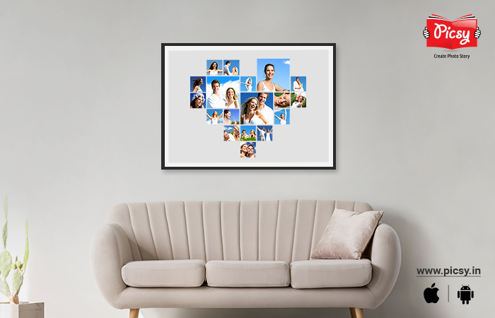 Heart-shaped Photo College On Canvas
